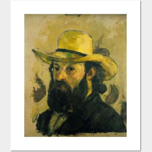 Self-Portrait in a Straw Hat by Paul Cezanne Posters and Art